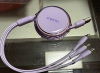 retractable mobile car charger USB  Type C 1.1m  1.2m 3-in-1
