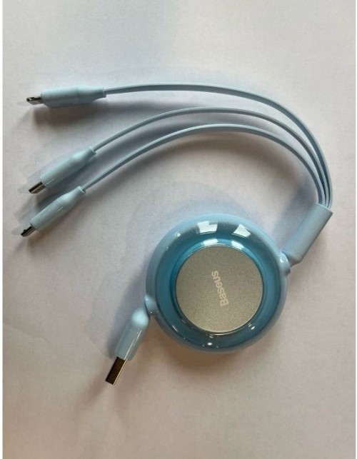 retractable mobile car charger USB  Type C 1.1m  1.2m 3-in-1